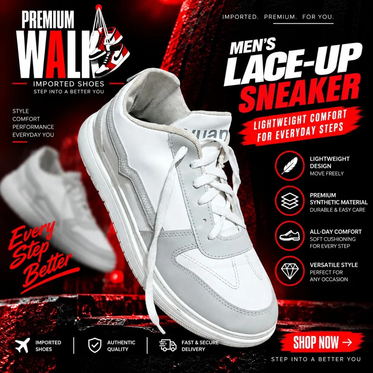 Low top sneaker, white and grey