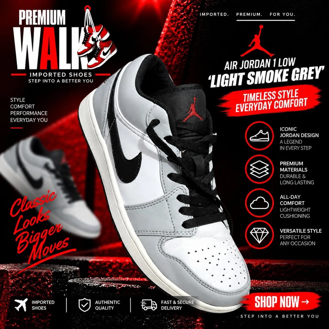 Air Jordan 1 Low, light smoke grey