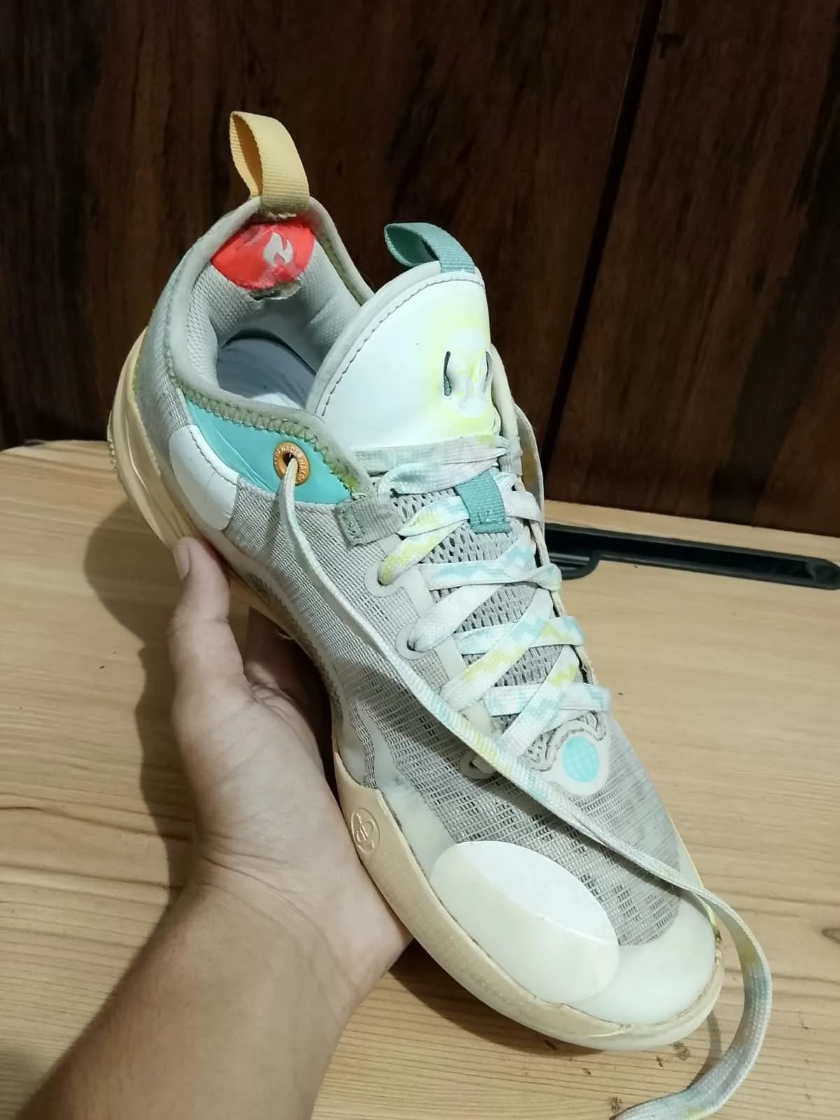 Adidas Harden Vol. 5, grey and yellow, side profile