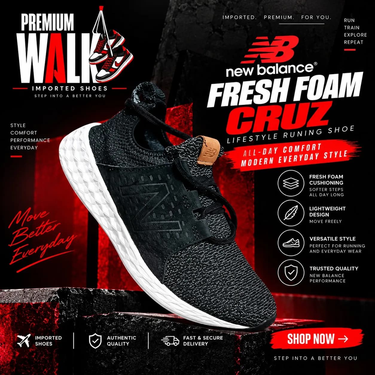 New Balance Fresh Foam Cruz, black